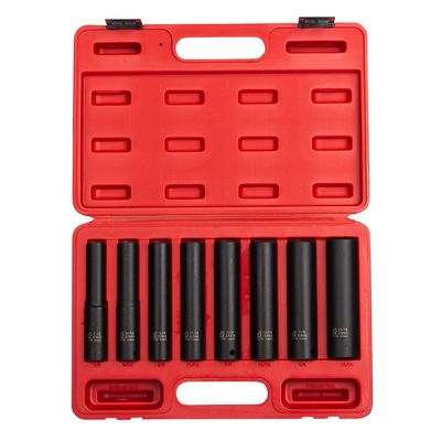 Sunex 1/2" Drive SAE 6 Pt. Extra Deep 8pc. Impact Socket Set, 2848
