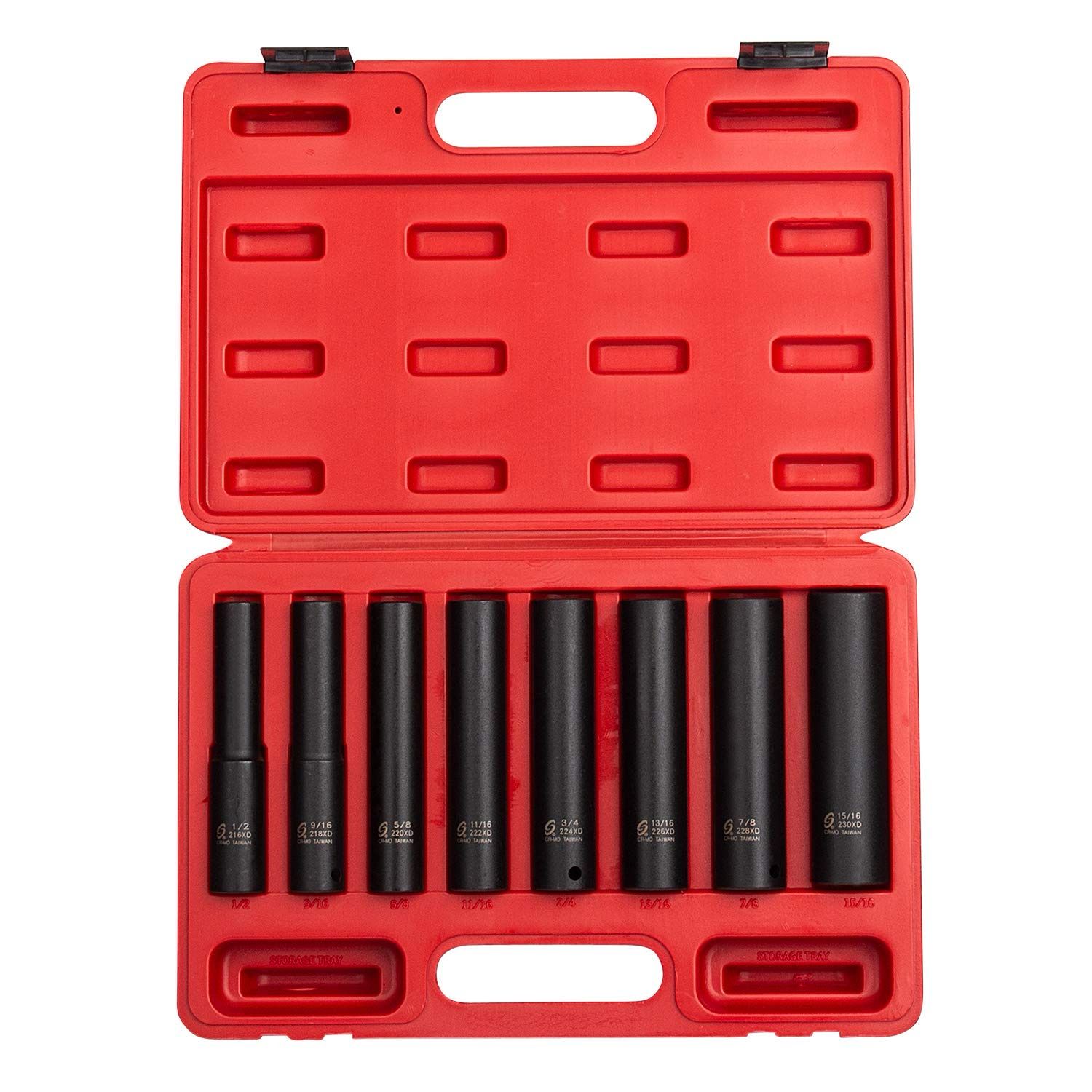Sunex 1/2" Drive SAE 6 Pt. Extra Deep 8pc. Impact Socket Set, 2848