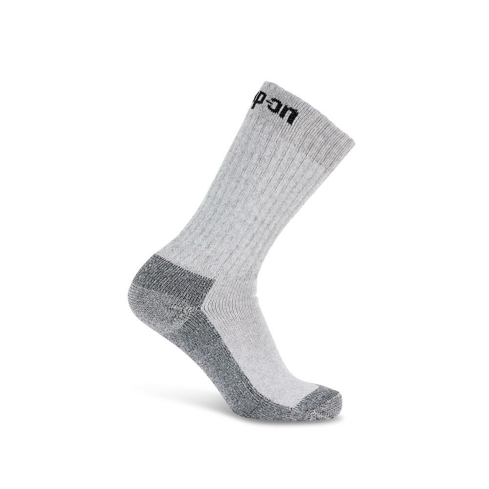 Snap On 3 Pack Hi-Rise Cotton Crew Socks, Grey; Large