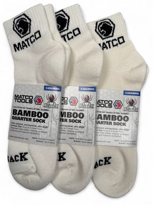 Matco 3pk Bamboo Quarter Sock, White