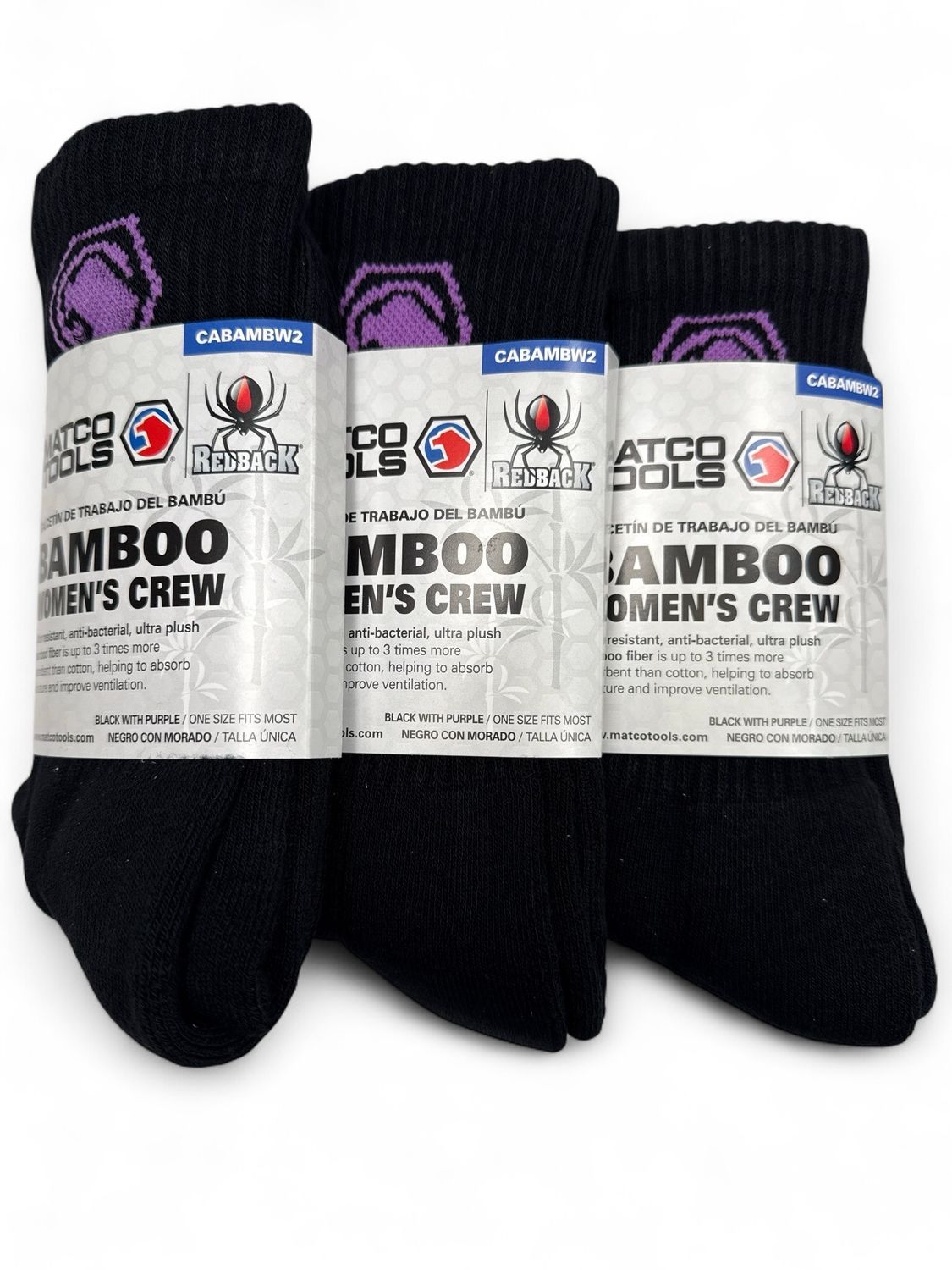 Matco 3pk Bamboo Woman’s Crew Socks, Black