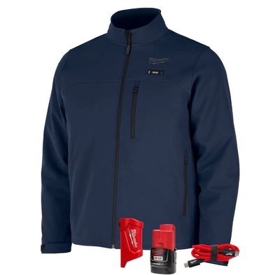 Milwaukee XL M12 Heated Blue Toughshell Jacket with (1) 3.0 Ah Battery and Charger, M100U-21XL