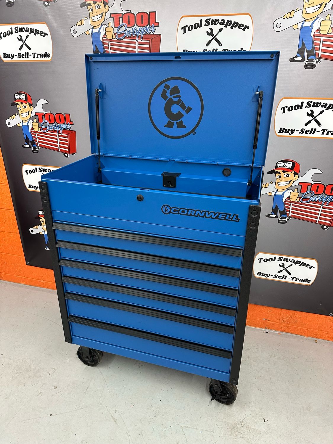 Cornwell USA MADE 39" 6-Drawer Flip Top Service Cart, Torch Blue, CTSSCF396KTB