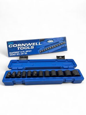 Cornwell 12 Piece 3/8 Cornwell 12 Piece 3/8" Drive bluePOWER SAE Shallow 6 Point Power Socket Set (5/16”-1”), CBPI2