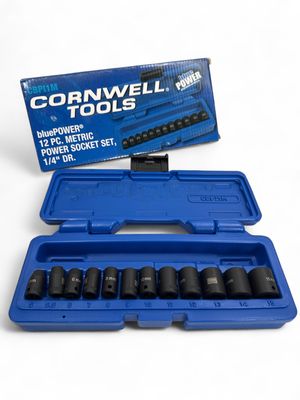 Cornwell Tools 12 Piece 1/4 Cornwell Tools 12 Piece 1/4" Drive bluePOWER® Metric Power 6 Point Socket Set, CBPI1M