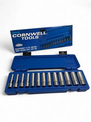 Cornwell Tools 12pc 3/8” Drive bluePOWER® Metric Deep 6 Point Socket Set, CBP2LM Cornwell Tools 12pc 3/8” Drive bluePOWER® Metric Deep 6 Point Socket Set, CBP2LM