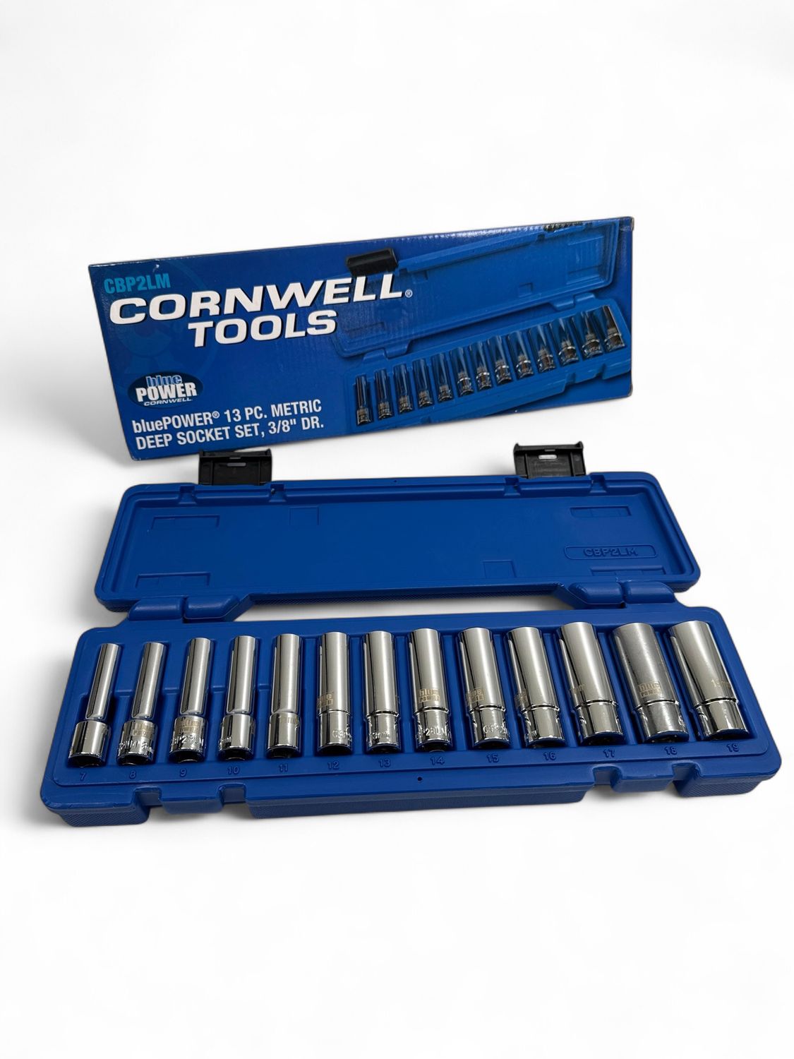 Cornwell Tools 12pc 3/8” Drive bluePOWER® Metric Deep 6 Point Socket Set, CBP2LM