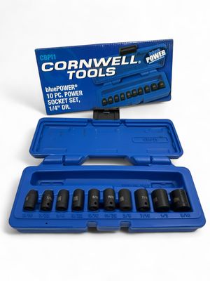 Cornwell 10pc 1/4” Drive SAE Blue Power Socket Set, CBPI1 Cornwell 10pc 1/4” Drive SAE Blue Power Socket Set, CBPI1