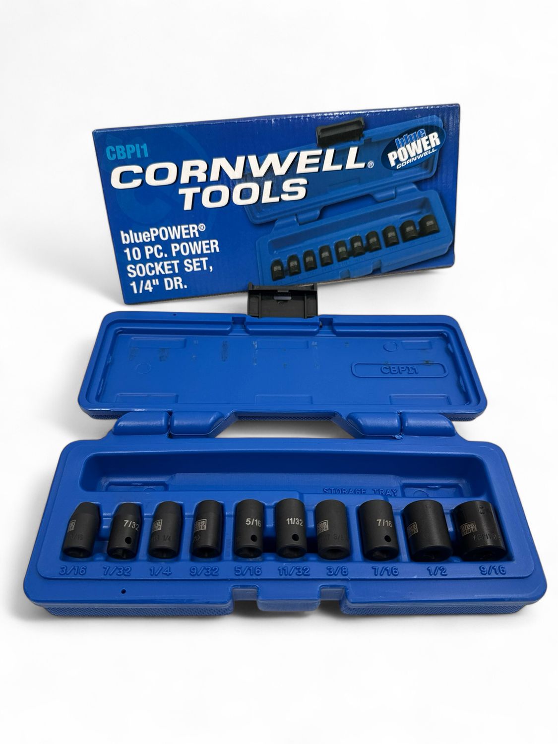Cornwell 10pc 1/4” Drive SAE Blue Power Socket Set, CBPI1