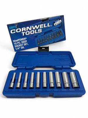 Cornwell 10 Piece 1/4” Drive bluePOWER® SAE 6 Point Deep Socket Set, CBP1L Cornwell 10 Piece 1/4” Drive bluePOWER® SAE 6 Point Deep Socket Set, CBP1L