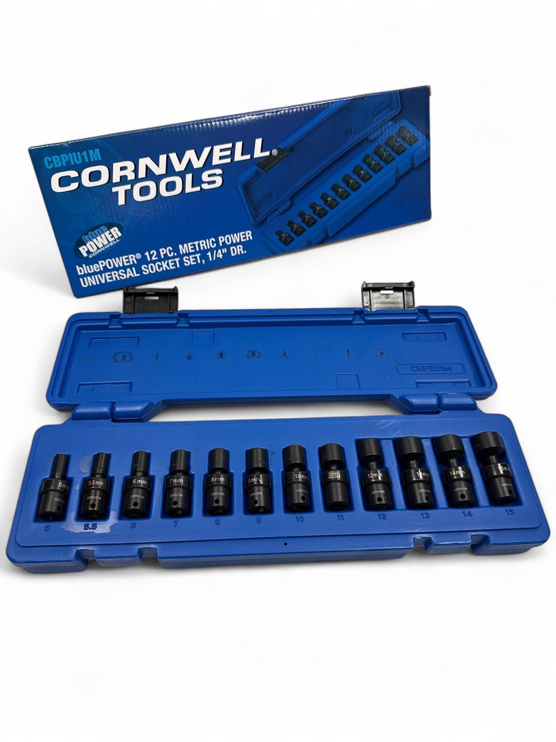 Cornwell 12 Piece 1/4" Drive Cornwell® bluePOWER® Metric Power Universal Socket Set, 6 Point, CBPIU1M