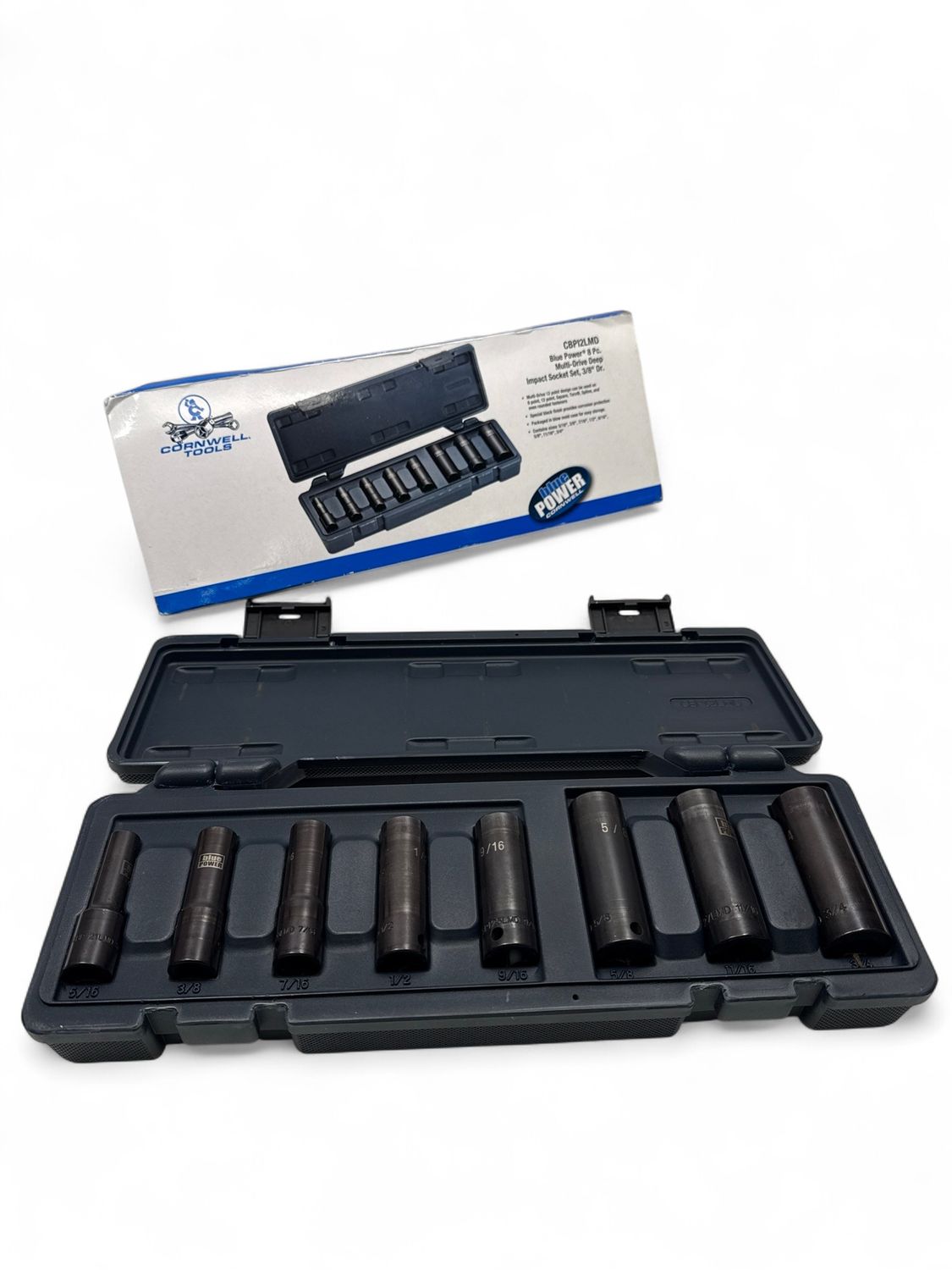 Cornwell 8pc BluePOWER 3/8” Spline Multi-drive Deep Impact Socket Set, CBPI2LMD