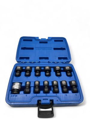 Cornwell 13pc 3/8” Drive BluePOWER Exchangeable Universal Power (pin-less) 6pt Metric Socket Set, CBPIEU2M Cornwell 13pc 3/8” Drive BluePOWER Exchangeable Universal Power (pin-less) 6pt Metric Socket Set, CBPIEU2M