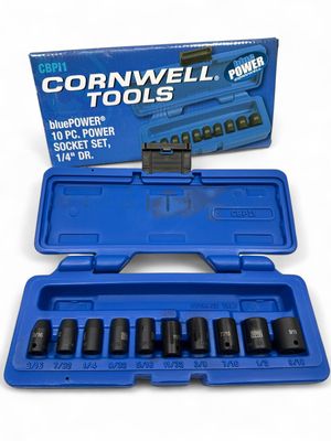 Cornwell 10pc 1/4” Drive SAE Blue Power Socket Set, CBPI1 Cornwell 10pc 1/4” Drive SAE Blue Power Socket Set, CBPI1