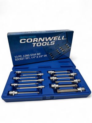 Cornwell 13 Piece 1/4” & 3/8” Drive Long Star Bit Socket Set, CBSTX1302SXL Cornwell 13 Piece 1/4” & 3/8” Drive Long Star Bit Socket Set, CBSTX1302SXL