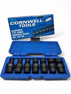 Cornwell bluePOWER 7 Piece 3/8 Cornwell bluePOWER 7 Piece 3/8" Drive SAE Power Universal Socket Set, 6 Point, CBPIU2