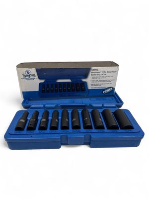 Cornwell 10 Piece 1/4 Cornwell 10 Piece 1/4" Drive Cornwell® bluePOWER® SAE Deep Power Socket Set, 6 Point, CBPI1L
