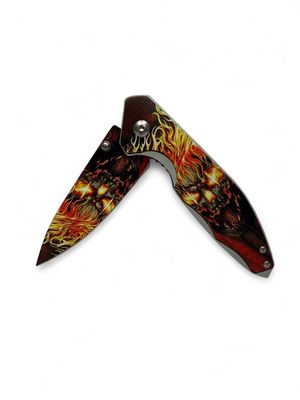 Flaming Skull Knife