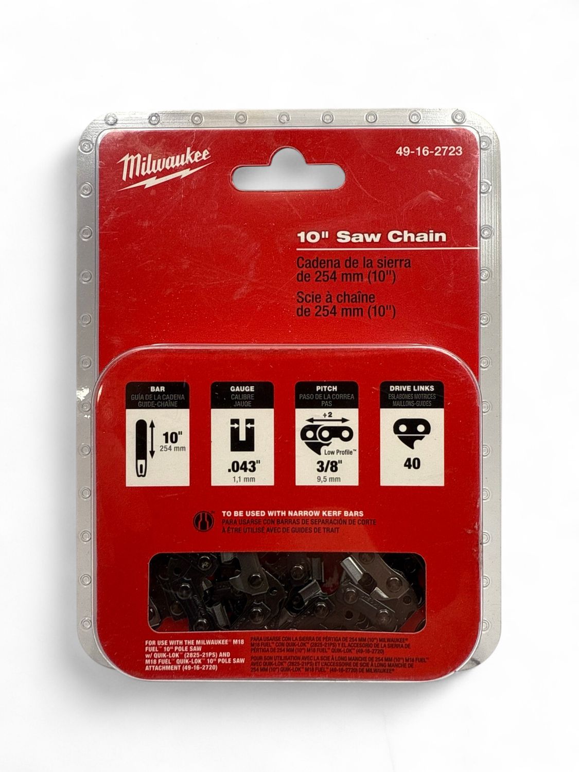 Milwaukee 10” Saw Chain, 49-16-2723