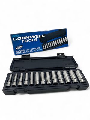 Cornwell 13pc 3/8” Drive BluePOWER Metric Deep 12pt Socket Set, CBP2LMT