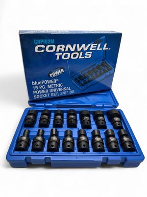 Cornwell bluePOWER 15 Piece 3/8" Drive Metric Power Universal Socket Set, 6 Point, CBPIU2M
