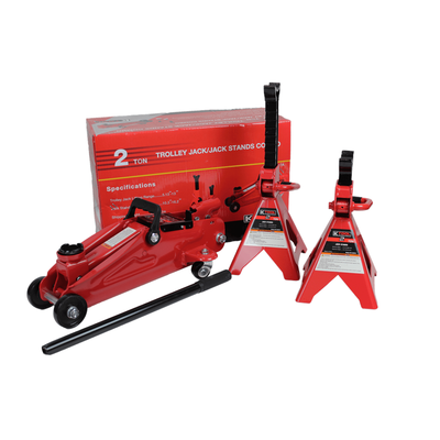 K Tool International 2 Ton Floor Jack With Two Jack Stands, KTI-63097A