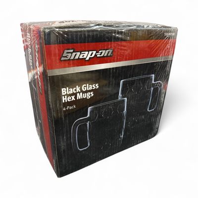 Snap On 4pc Black Glass Hex Mug, SSX25P108