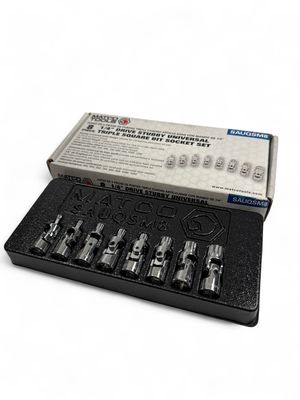 Matco Tools 8 Piece 1/4” Drive Stubby Universal Triple Square Bit Socket Set (4-10mm & 12mm), SAUQSM8