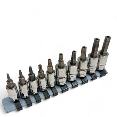 Snap On 10 pc Combination Drive TORX® Bit Tamper-Resistant Socket Set (T8-T50), 210EFTXRY