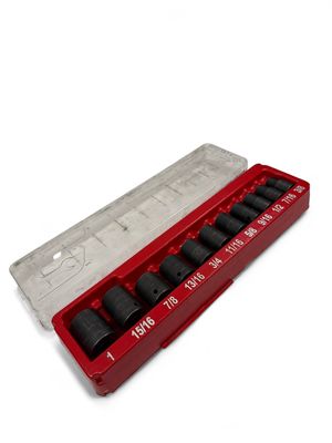 Snap On 11 Pc. 1/2" Drive 6-Point SAE Flank Drive Shallow Impact Socket Set (11/16-1 5/16") 311IMYA