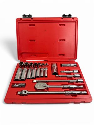 Snap On 22 pc 3/8" Drive 6-Point SAE General Service Socket Set, 222AFSP