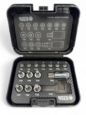 Matco 14 Pc 1/4", 3/8", AND 1/2" Drive Opti-Grip Star Bit Socket Set, SABCTX15OGB
