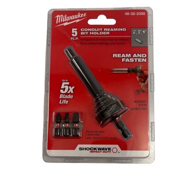 Milwaukee 5pc SHOCKWAVE Impact Duty Conduit Reaming Bit Holder, 48-32-2350