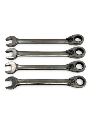 Blue Point 4pc 12-Point SAE 15° Offset Ratcheting Box/Open-End Wrench Set (13/16–1"), BOER704