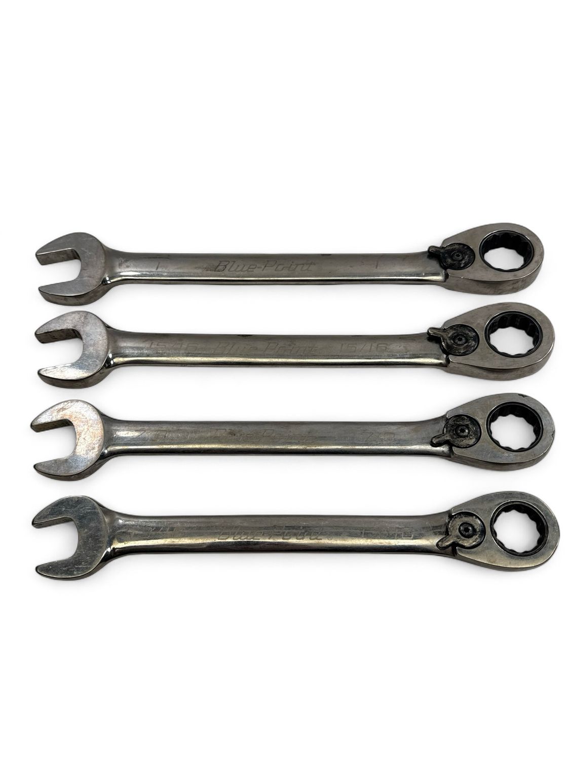 Blue Point 4pc 12-Point SAE 15° Offset Ratcheting Box/Open-End Wrench Set (13/16–1"), BOER704
