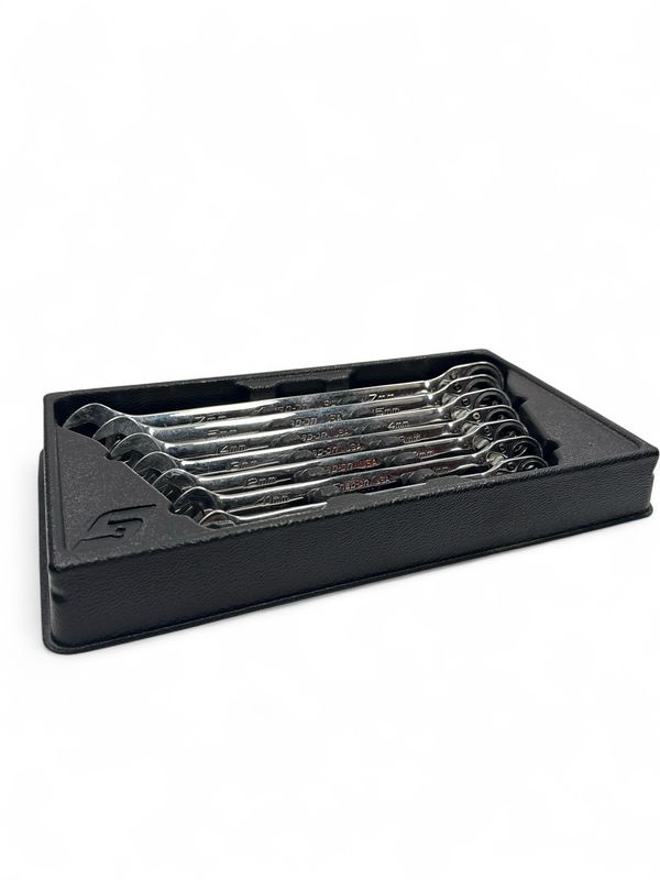 Snap On 7 pc 12-Point Metric Flank Drive® Plus Reversible Ratcheting Combination Wrench Set (10–15 mm and 17 mm), SOXRRM707A