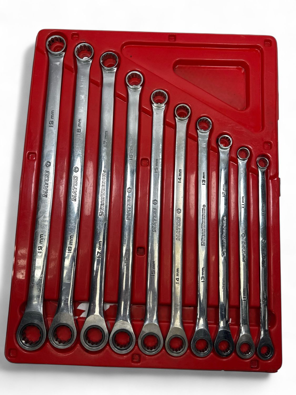 Matco 10pc Extra Long Metric 12pt Ratcheting Wrench Set