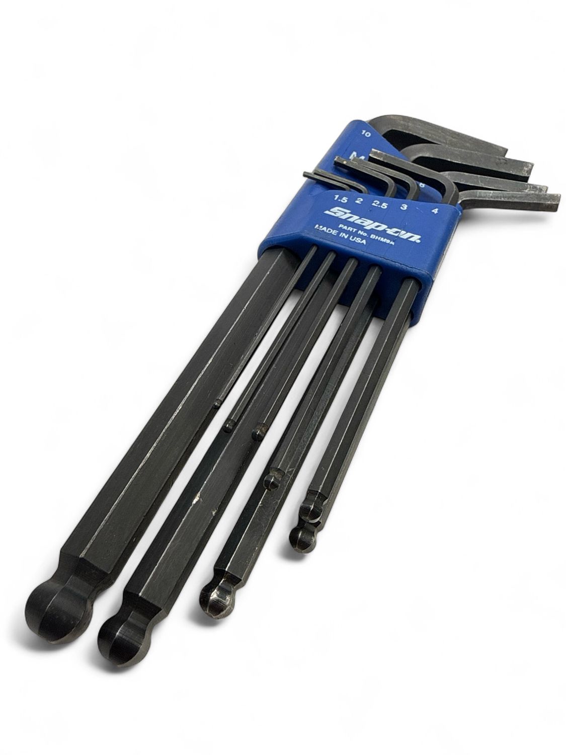 Snap On 9 Pc. Metric L-Shaped Ball Hex Wrench Set (1.5-10 mm) BHM9A