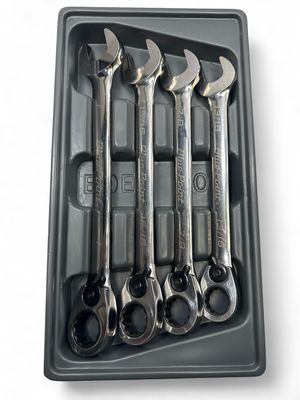 Blue Point 4pc 12-Point SAE 15° Offset Ratcheting Box/Open-End Wrench Set (13/16–1"), BOER704
