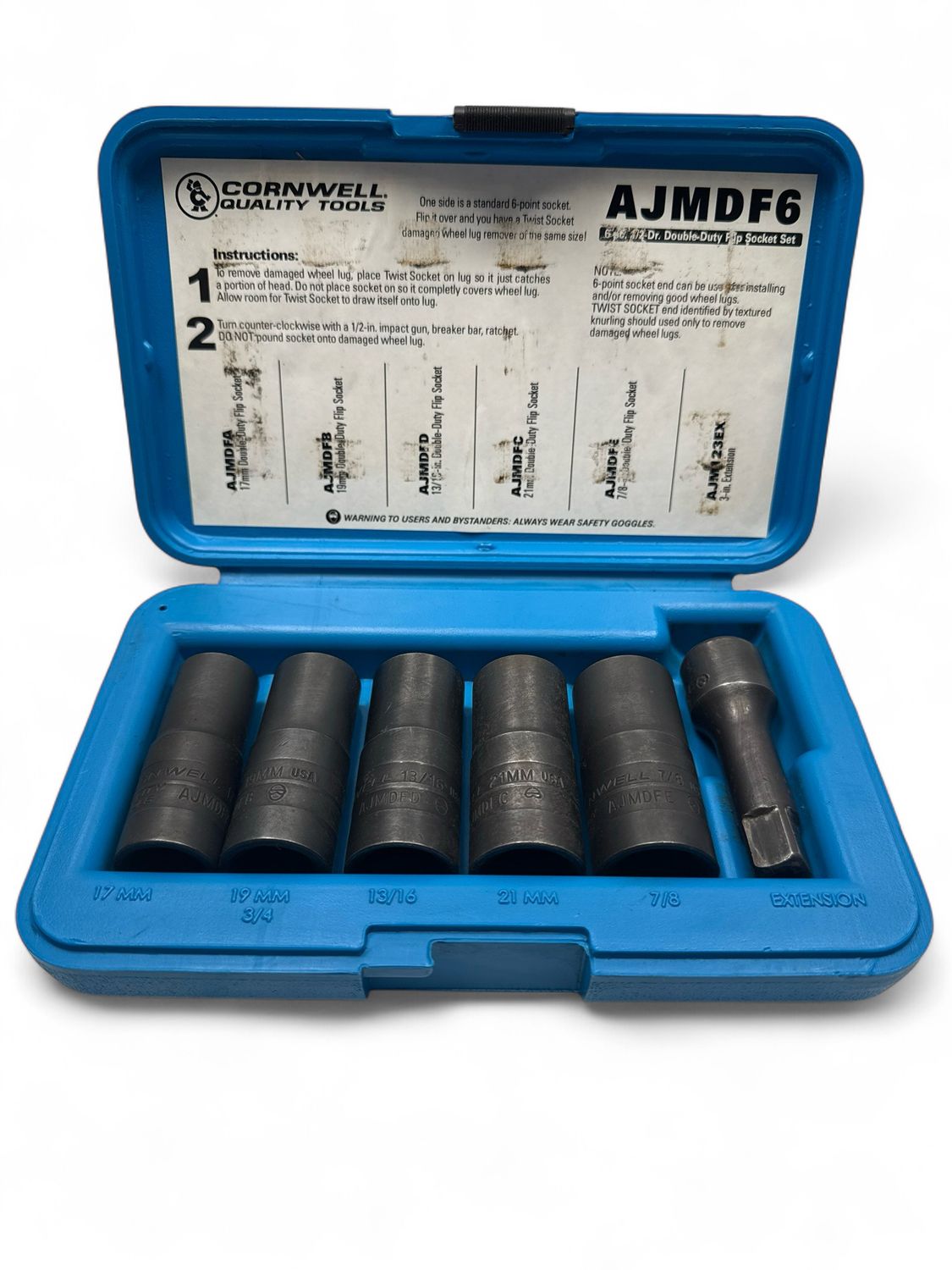 Cornwell 6pc 1/2” Drive Double-Duty Flip Socket Set, AJMDF6