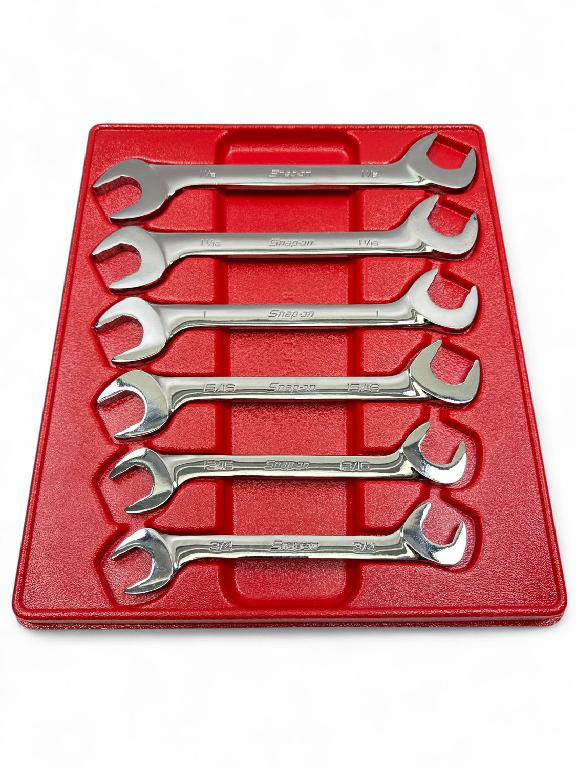Snap On 6pc SAE 30°/60° Flank Drive® Plus Four-Way Angle Open-End Wrench Set, SVS806