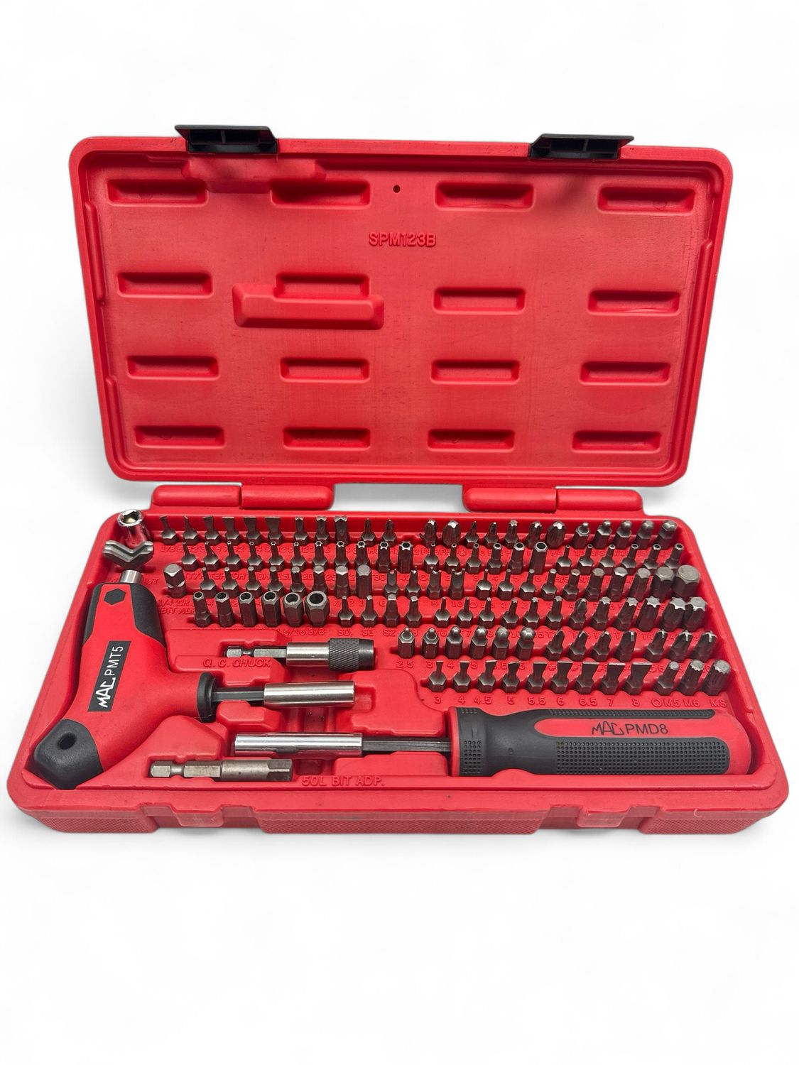 Mac Tools 123pc 1/4” Hex Drive Mac-Grip Ratcheting Bit Driver Set, SPM123B