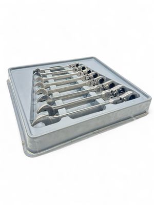 Blue-Point 8pc 12-Point SAE 15° Offset Flex-Head Ratcheting Box/Open-End Wrench Set (5/16–3/4"), BOERF708A