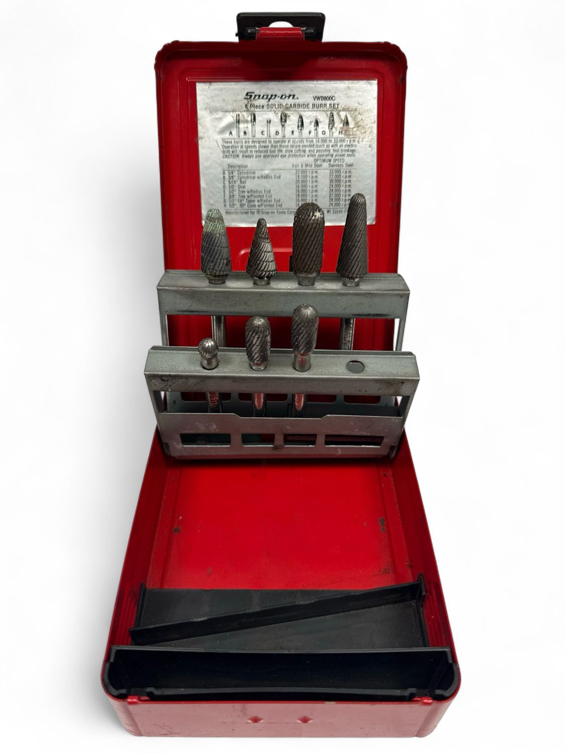 Snap On 8pc Solid Carbide Burr Set, VWB800C-1