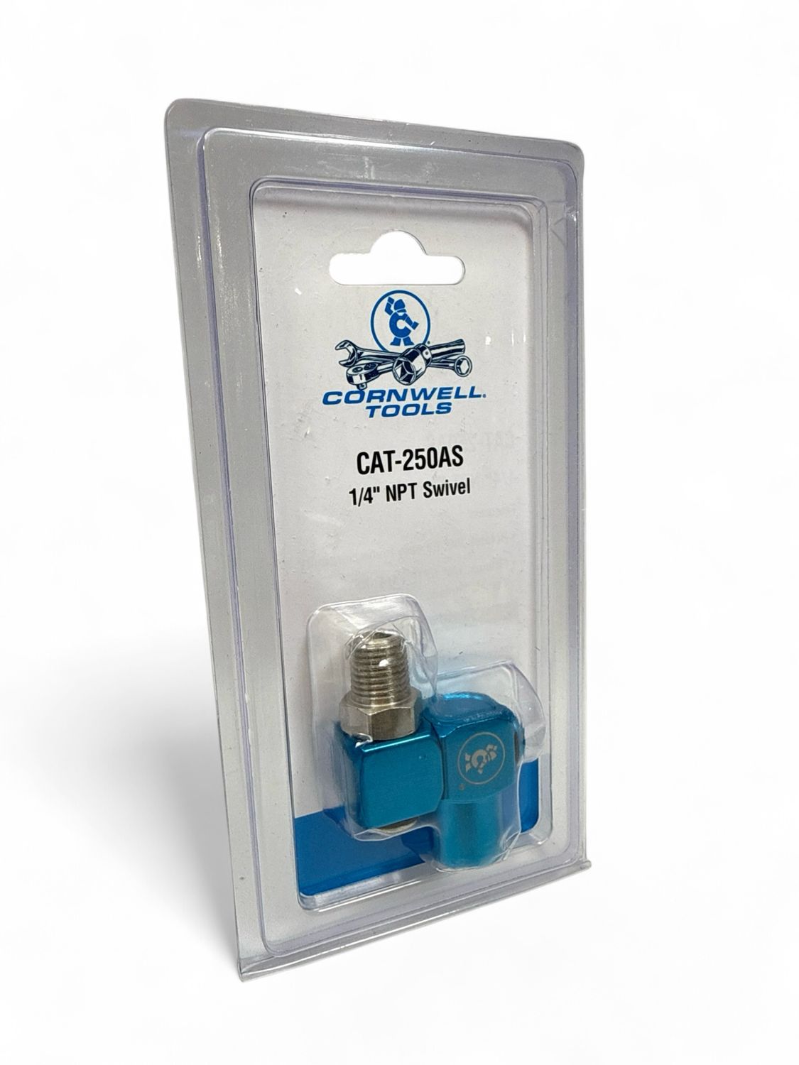 Cornwell 1/4” NPT Blue Anodized Swivel Fitting, CAT250AS