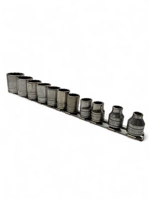 Snap On 11pc 3/8" Drive 12-Point SAE Flank Drive® Shallow Socket Set (1/4, 5/16, 3/8-1"), 211FY