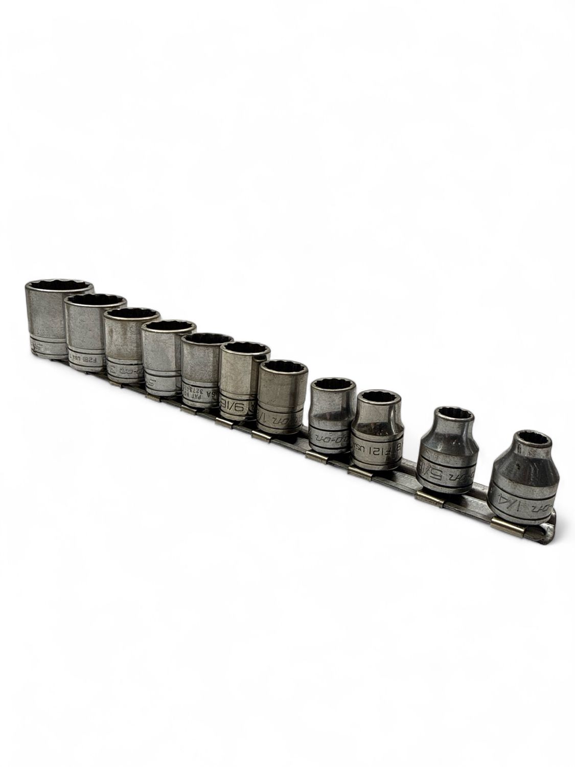 Snap On 11pc 3/8" Drive 12-Point SAE Flank Drive® Shallow Socket Set (1/4, 5/16, 3/8-1"), 211FY