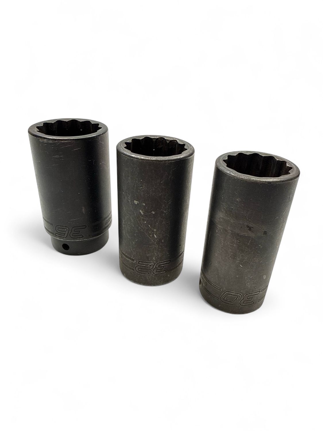 Snap On 3pc 1/2” Drive 12pt Metric Deep Impact Socket Set (30,32 & 36MM)