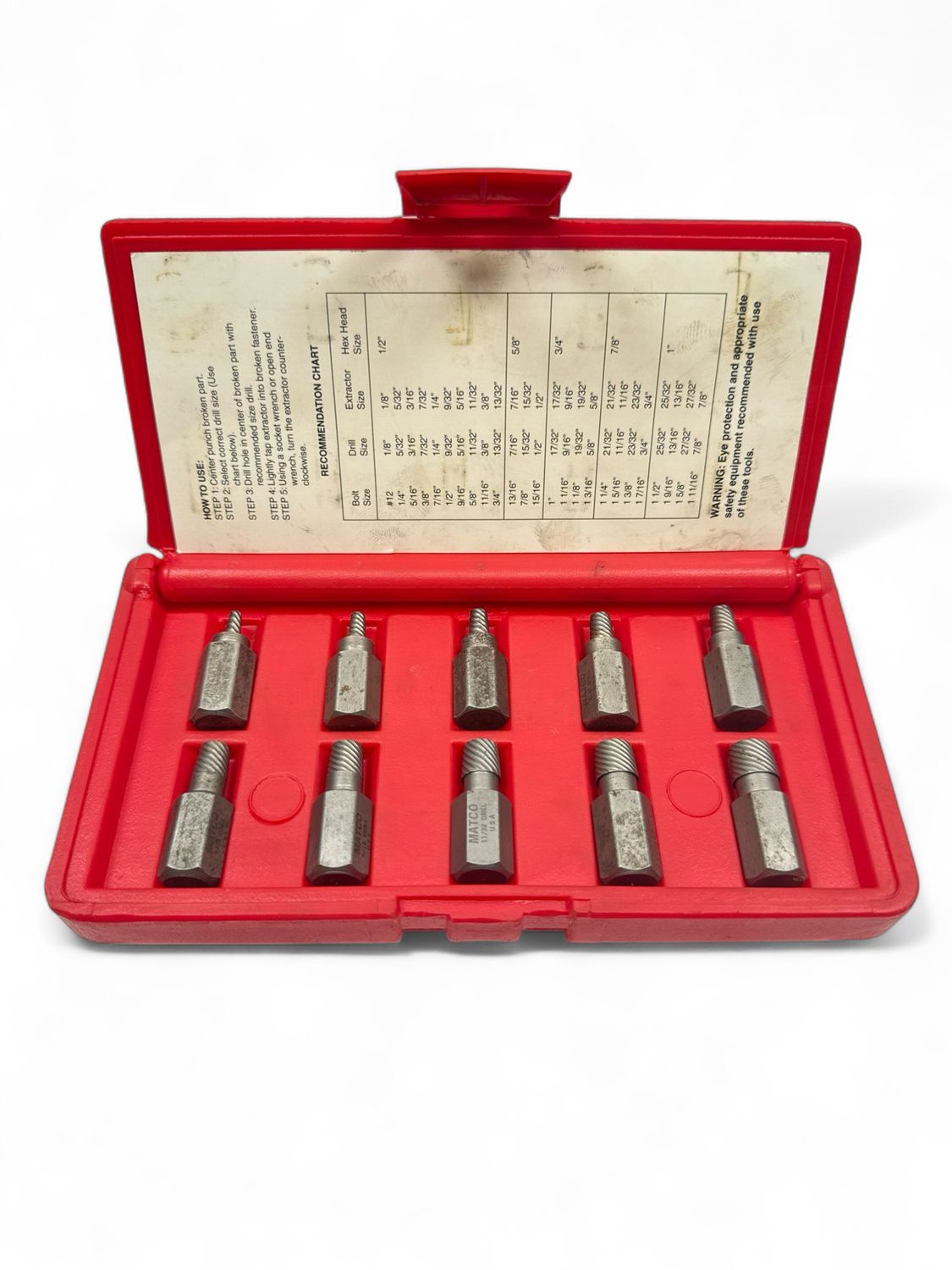 Matco Extractor Set Matco 10pc Hexagonal Head Multi Spline Screw Extractor Set, SEXS10 ...