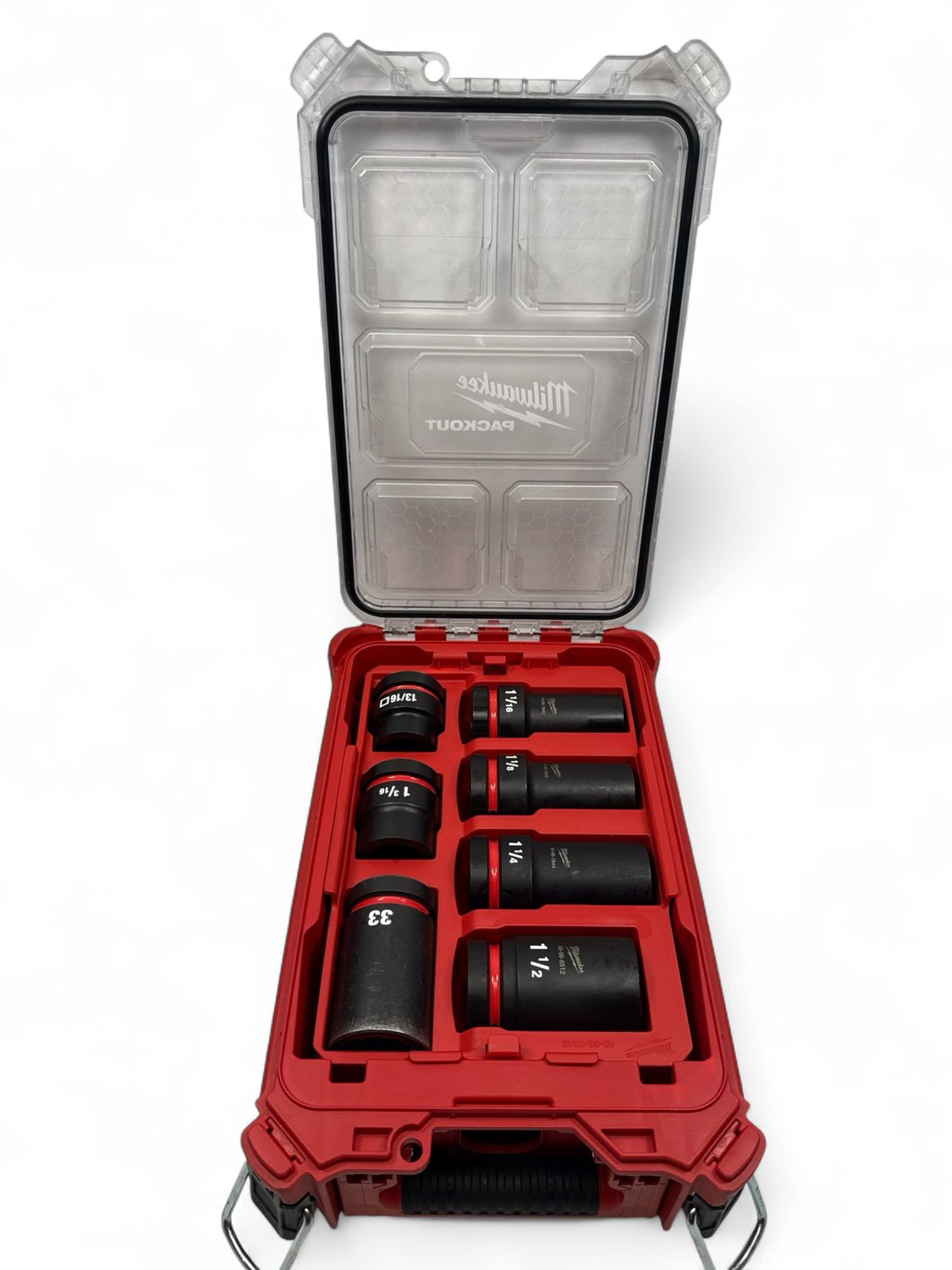 Milwaukee 7pc SHOCKWAVE Impact Duty 1” Drive 7PC MM & SAE Wheel Service Socket Packout Set, 49-66-7840